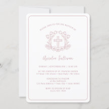 Baptismo simple de la cruz rosa floral