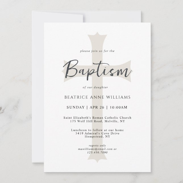 Invitación Baptismo simple y neutro entre bebes con foto (Anverso)