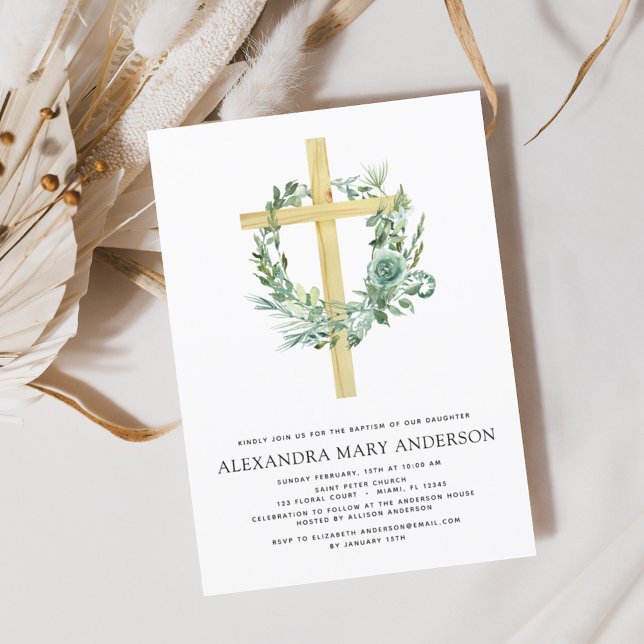 Invitación Baptismo Vegetación Floral Sage Eucalyptus (Subido por el creador)