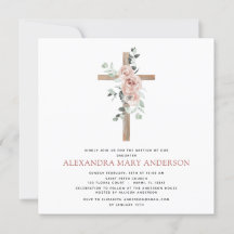 Baptismo Verdor Dusty Cruz Rosa Rosa Cristiana