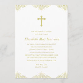 Invitación Baptismo y cristianismo de la cruz de oro