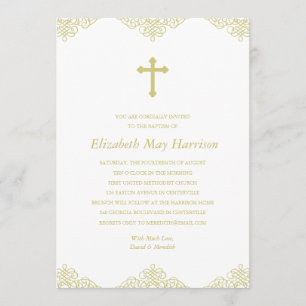 Invitación Baptismo y cristianismo de la cruz de oro