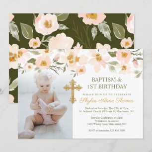Invitación Baptismo y foto de las Florales acuáticas del prim