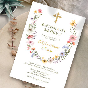 Invitación Baptismo y Primera Guerra de Flores Silvestres Ele