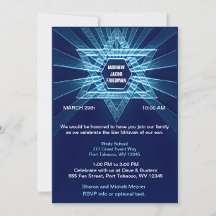 Invitación Bar azul eléctrico Mitzvah