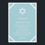 Invitación Bar azul minimalista o Bat Mitzvah<br><div class="desc">Esta invitación sencilla e intemporal al Bar Mitzvah cuenta con una estrella blanca de David,  fondo azul y un marco blanco único. Si lo desea,  se puede añadir información adicional y/o fotos a la parte posterior de la tarjeta.</div>
