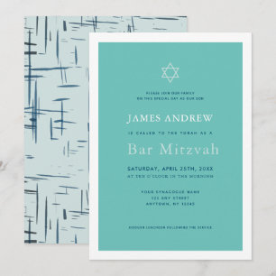 Invitación Bar azul turquesa clásico Mitzvah