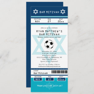 Invitación Bar azul y Verde azulado Mitzvah Ticket