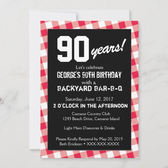 Invitación BAR-B-Q del patio trasero de cumpleaños (Anverso)