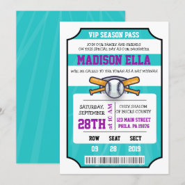 INVITACIÓN Bar Bat Mitzvah BOLETO DE BÉISBOL