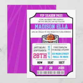 Invitación Bar Bat Mitzvah BOLETO VIP DE BALONCEST