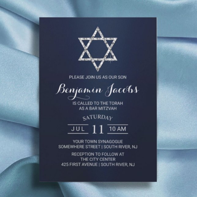 Invitación Bar Bat Mitzvah Estrella azul de David (Subido por el creador)