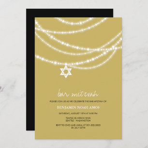 Invitación Bar / Bat Mitzvah Sparkles Star Of David Invite