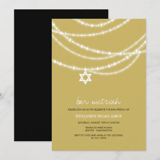 Invitación Bar / Bat Mitzvah Sparkles Star Of David Invite