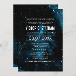 Invitación Bar Blue Galaxy Invite a Fiesta Mitzvah