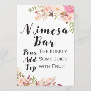 Invitación Bar Boho floral mimosa Rótulo 5 x 7" Tamaño
