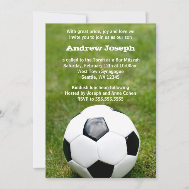 Invitación Bar con temas de fútbol Mitzvah (Anverso)