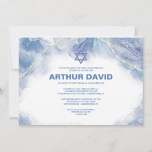 Invitación Bar Contemporáneo Azul Mitzvah