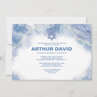 Invitación Bar Contemporáneo Azul Mitzvah