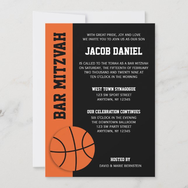 Invitación Bar de baloncesto Mitzvah (Anverso)