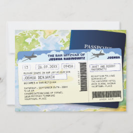Invitación Bar de documentos de viaje o Bat Mitzvah