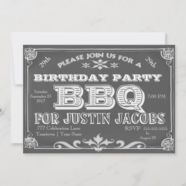 Invitación Bar de fiesta de cumpleaños B que (Anverso)