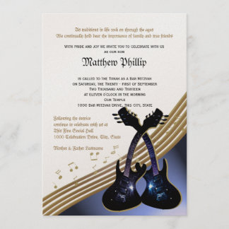 Invitación Bar de música guitarra Mitzvah