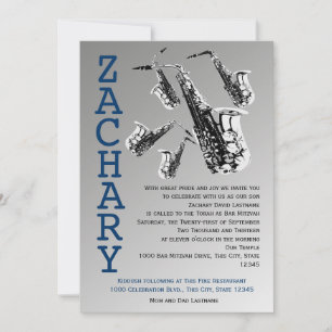Invitación Bar de música saxofón Mitzvah