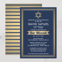 Invitación Bar de nombres hebreos Mitzvah Marina Azul blanco 
