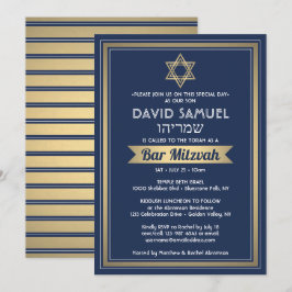 Invitación Bar de nombres hebreos Mitzvah Marina Azul blanco 