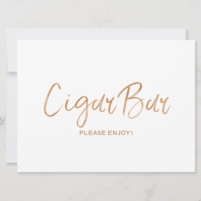 Invitación "Bar de Puros" Señal de Boda | Rosa Dorada con Est (Anverso)