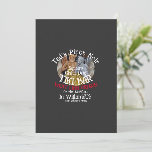 Invitación Bar de Tiki del perro caliente de chili de Satanás (Anverso de pie)