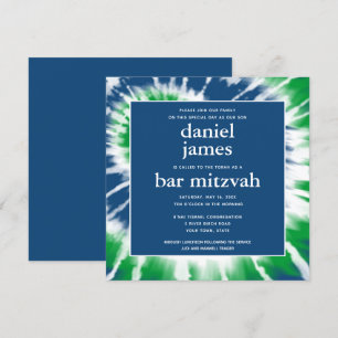 Invitación Bar de tintes azul y verde Plaza Mitzvah