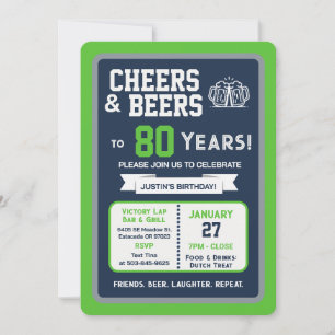 Invitación Bar Deportivo Cumpleaños Aplausos y Cervezas por 8
