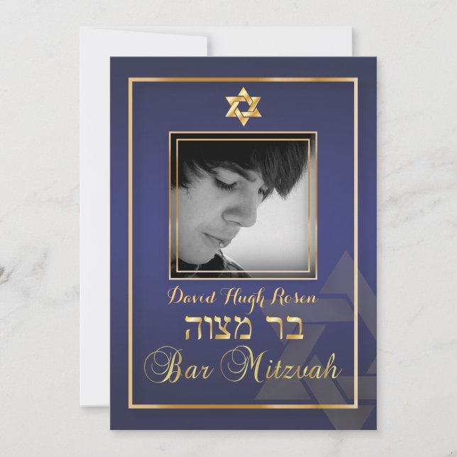 Invitación Bar fotográfico de clase PixDezines Mitzvah/azul (Anverso)
