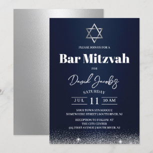 Invitación Bar judío Estrella de Mitzvah de la Marina Moderna