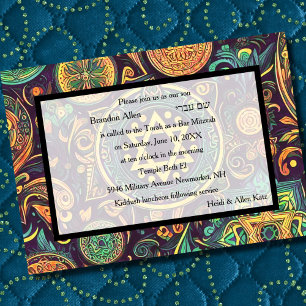 Invitación Bar Mitzvah Abstract Design Colorful
