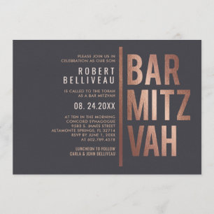 Invitación Bar Mitzvah audaz y minimalista