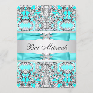 Invitación Bar Mitzvah azul turquesa