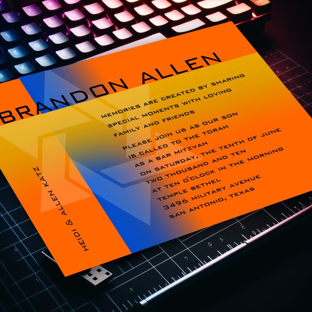 Invitación Bar Mitzvah Azul y Amarillo en Cualquier Color (Subido por el creador)