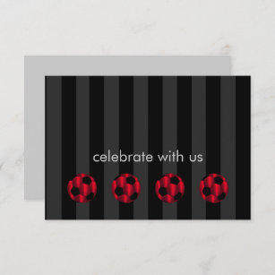 Invitación Bar Mitzvah Banda de fútbol rojo y negro