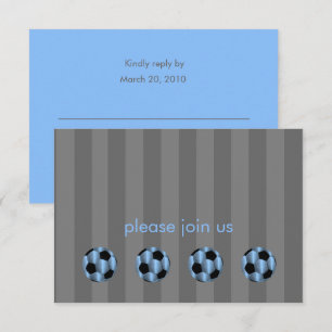 Invitación Bar Mitzvah Blue y Black Soccer Ball