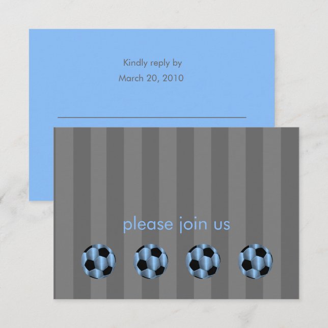 Invitación Bar Mitzvah Blue y Black Soccer Ball (Anverso / Reverso)