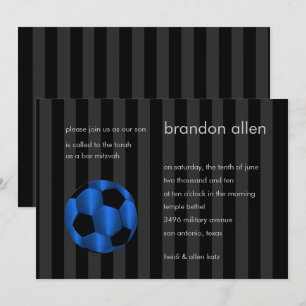 Invitación Bar Mitzvah Blue y Black Soccer Ball