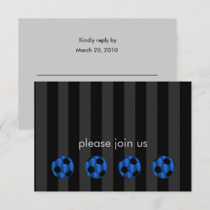 Invitación Bar Mitzvah Blue y Black Soccer Ball