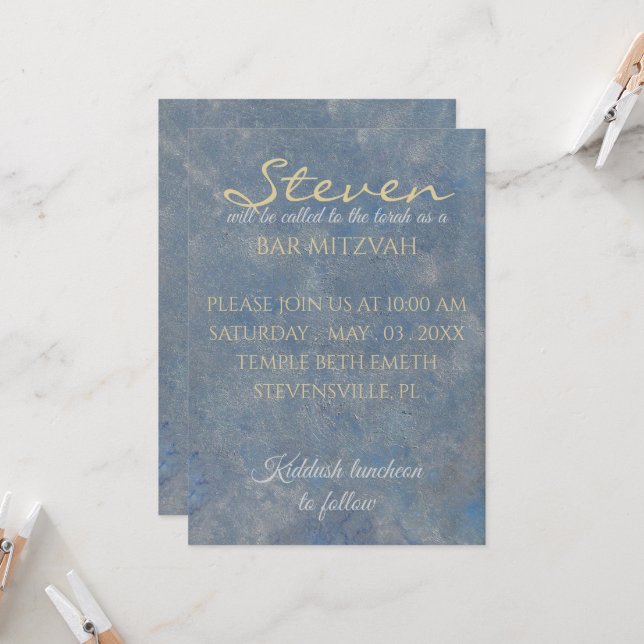 Invitación Bar Mitzvah Blues Silvers (Anverso/Reverso In Situ)