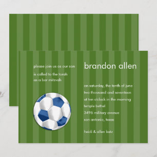 Invitación Bar Mitzvah Bola de fútbol azul y blanco