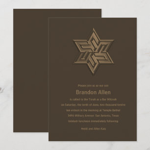 Invitación Bar Mitzvah Brown Tones Estrella de David