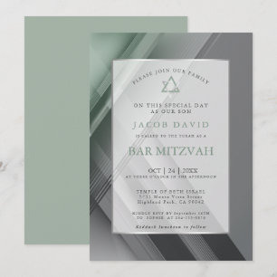 Invitación Bar Mitzvah Carbón verde geométrico moderno