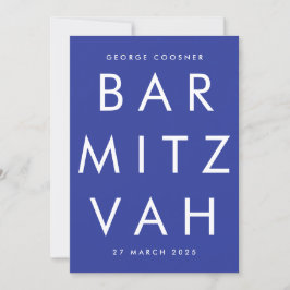 Invitación BAR MITZVAH CÓDIGO QR ultra moderno azul blanco